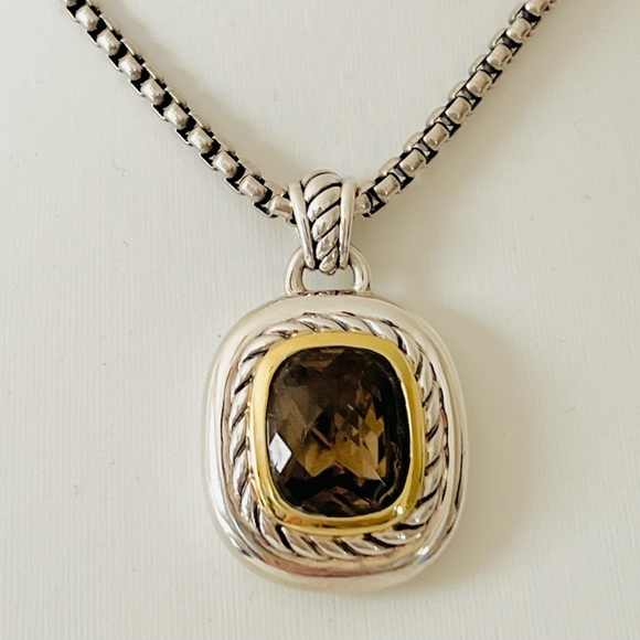 David Yurman Large Smoky Quartz Pendant Enhancer With Gold - Picture 7 of 7